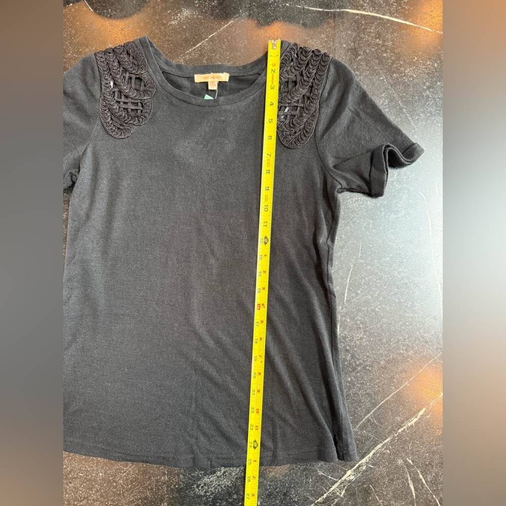 Skies Are Blue XS Black Ryliee Embroidery Short Sleeve Knit Top - Picture 6 of 8